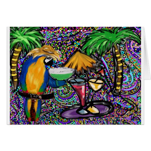 Beach Party Parrot Cards (Front Horizontal)