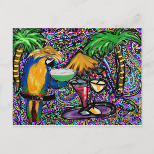 Beach Party Parrot Invitation Postcard
