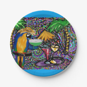 Beach Party Parrot Paper Plates