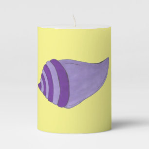 Beach Party Sea Shells Seashells Yellow Purple Pillar Candle