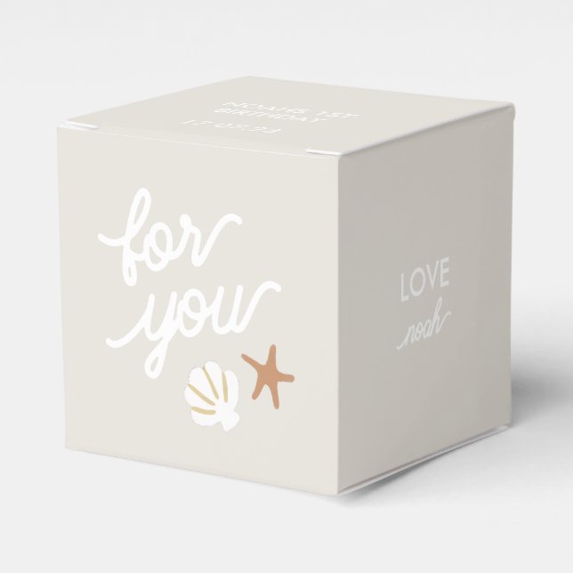 Beach Party Seashell Starfish Personalized Favor Boxes (Front Side)