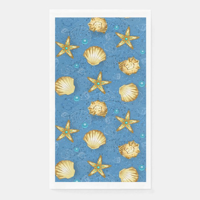 Beach Party Seashells Paper Guest Towels (Front)