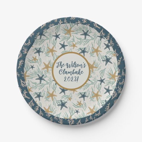 Beach Party Starfish Round Plates 7  Paper Plates