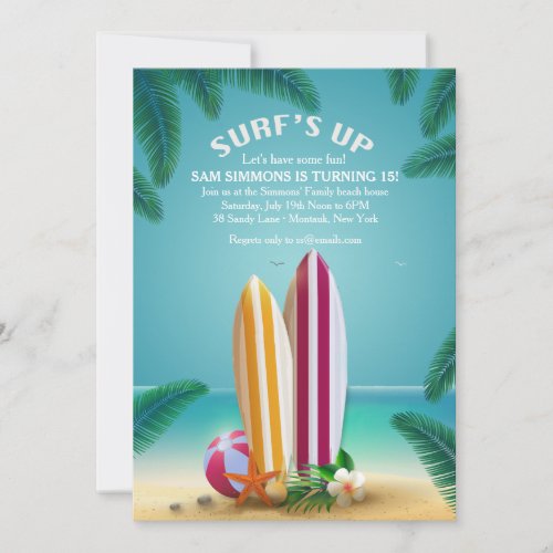 Beach Party Surfboards Invitation