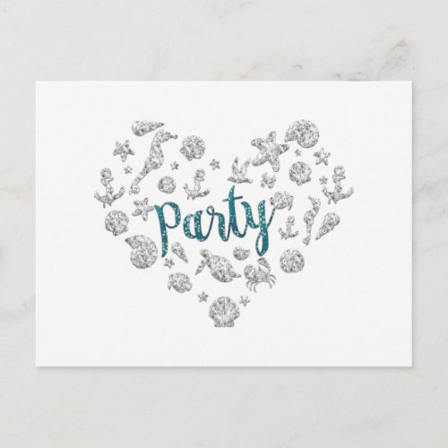 Beach PARTY Teal Diamonds Invitation Save the Date