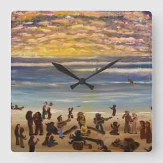 Beach Party wall clock-square Square Wall Clock