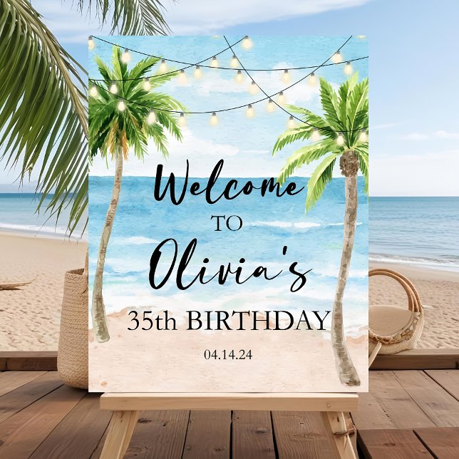 Beach Party Welcome Sign Template Lets Celebrate B (Creator Uploaded)