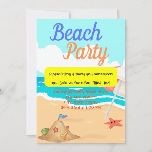 Beach Party with a Sand Castle & a Starfish Party