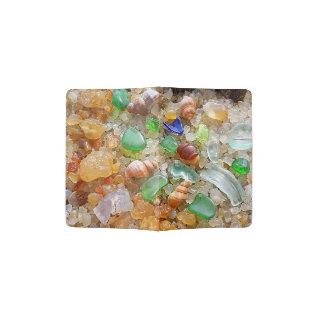 Beach Passport Holder Seaglass Shells Agates Trips (Opened)