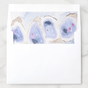 Beach Pastel Dusty Blue Watercolor Oyster Wedding Envelope Liner