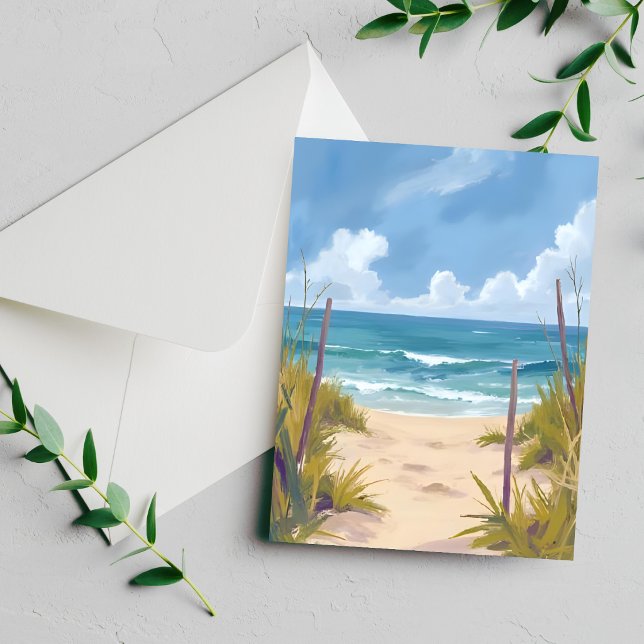 Beach Path | Ocean Watercolor Coastal Painted Card (Creator Uploaded)