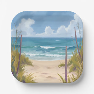 Beach Path   Ocean Watercolor Coastal Painted Paper Plates