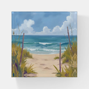 Beach Path   Ocean Watercolor Coastal Painted Paperweight