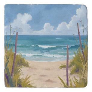 Beach Path   Ocean Watercolor Coastal Painted Trivet