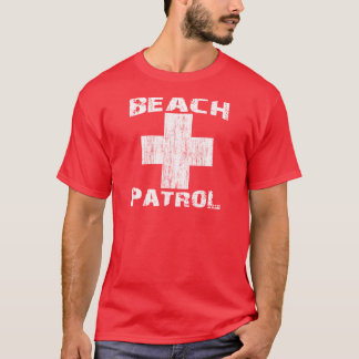 BEACH PATROL Distressed White Logo Lifeguard T-Shirt