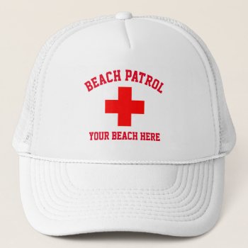 Beach Patrol Lifeguard Personalize Trucker Hat by WRAPPED_TOO_TIGHT at Zazzle