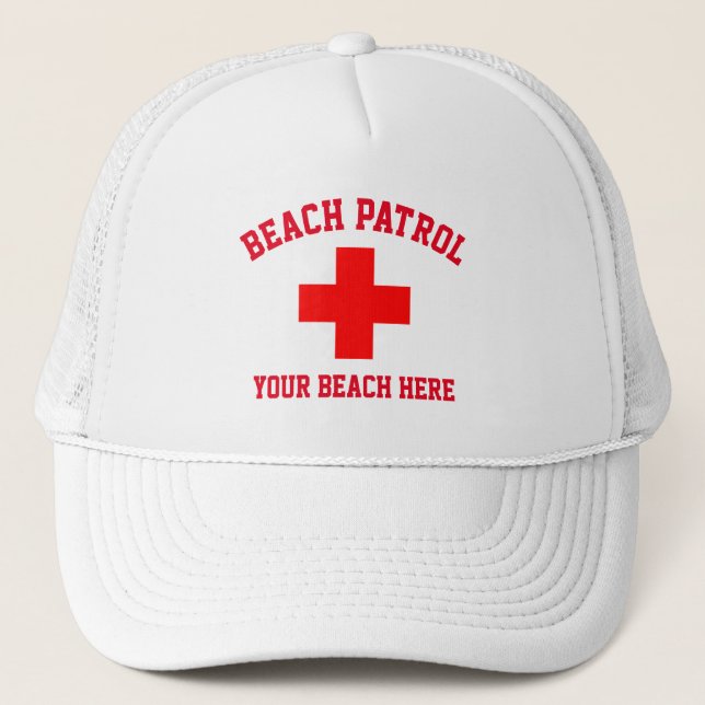 Beach Patrol Lifeguard Personalize Trucker Hat (Front)