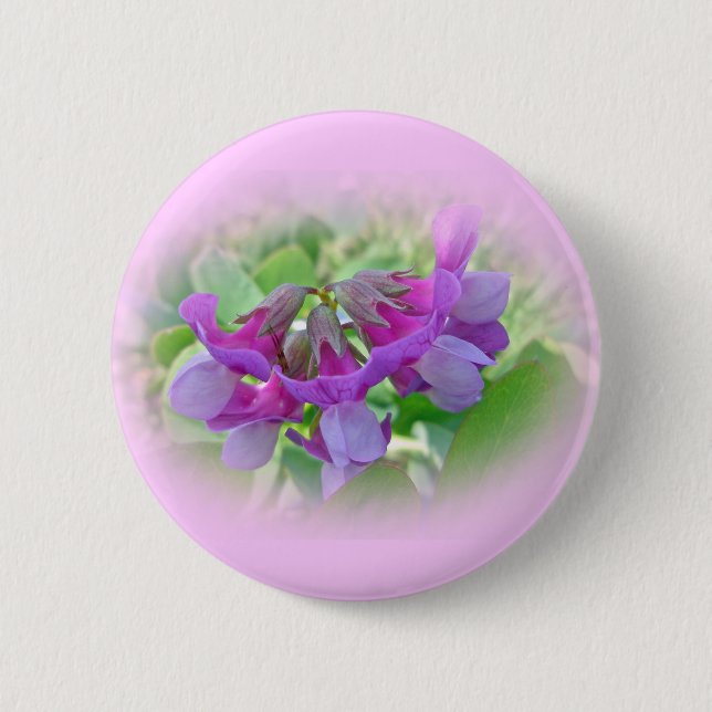 Beach Pea - Lathyrus japonicus - Wildflower Pinback Button (Front)