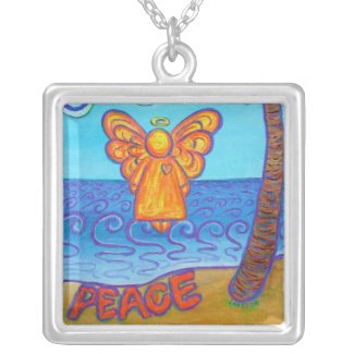 Beach Peace Angel Art Custom Pendant Necklace