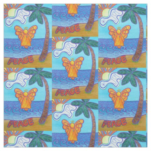 Beach Peace Guardian Angel Art Fabric Material
