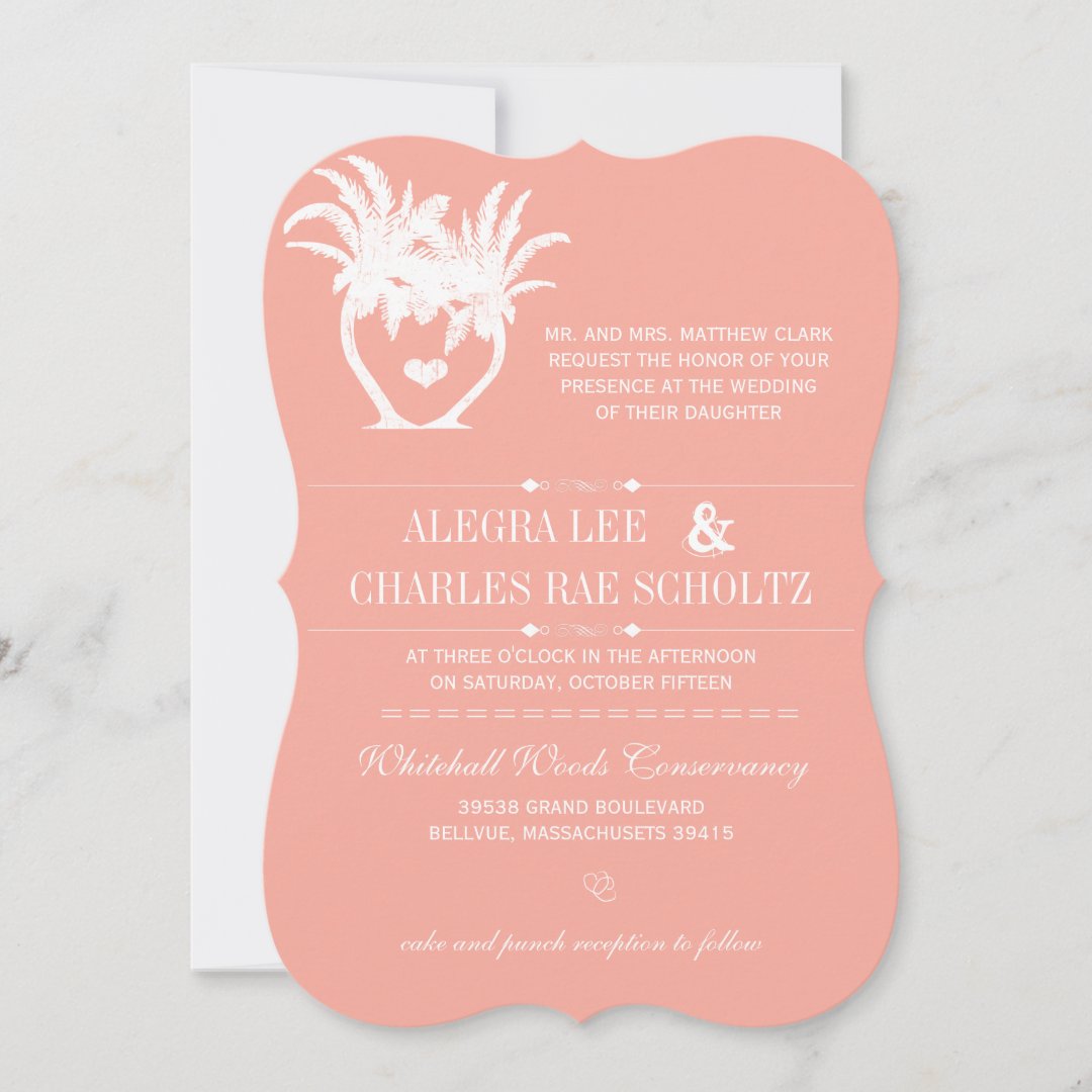 Beach Peach Palm Tree Destination Chalkboard Invitation Zazzle