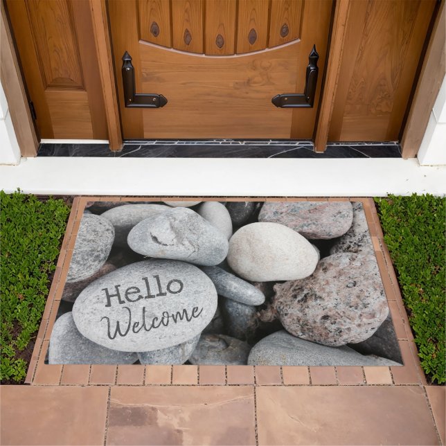 Beach Pebble Photo Nature Hello Welcome Doormat (Outdoor)