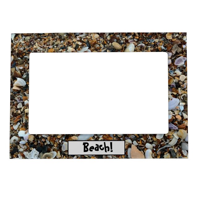 Beach Pebbles and Sea Shells with quote Magnetic Frame (Front)