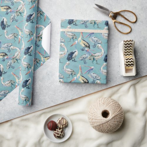 Beach Pelican Pattern Wrapping Paper