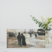 Beach, People Walking & Boats Van Gogh Fine Art (Standing Front)