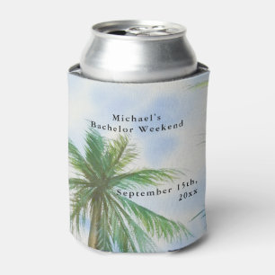 Beach Personalized Can Cooler   Bachelor Weekend