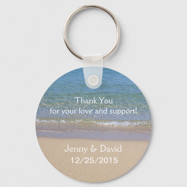 Beach Personalized Key Ring Wedding Favor (Front)