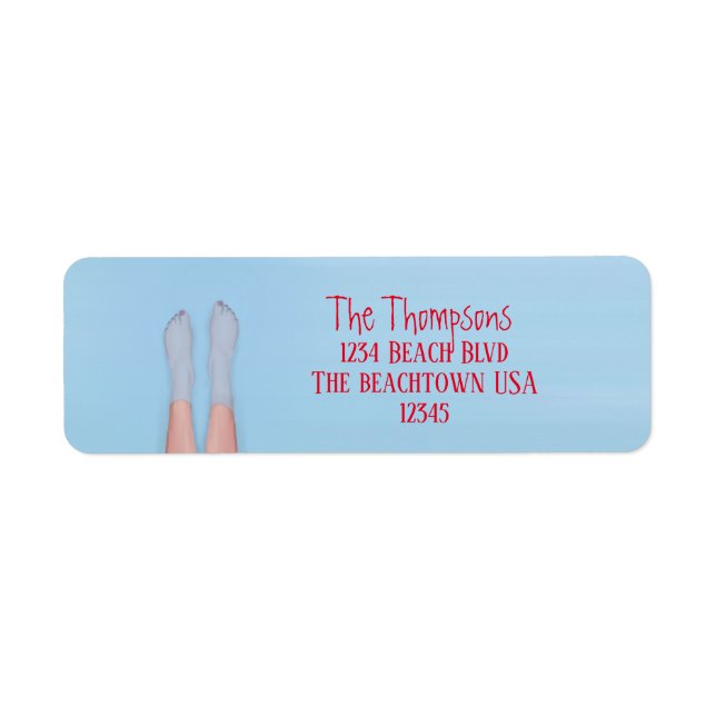 Beach Personalized Mailing Cute Simple Lake Ocean Label (Front)