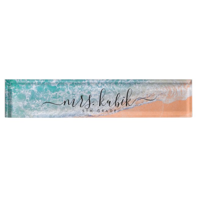 Beach Personalized Teacher Desk Name Plate (Front)