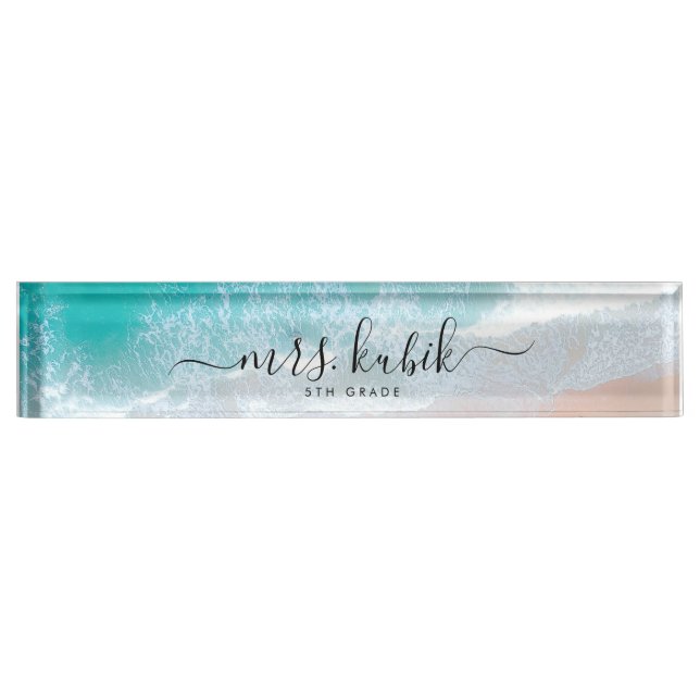 Beach Personalized Teacher Desk Name Plate (Front)