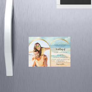 Beach photo arch wedding magnetic invitation