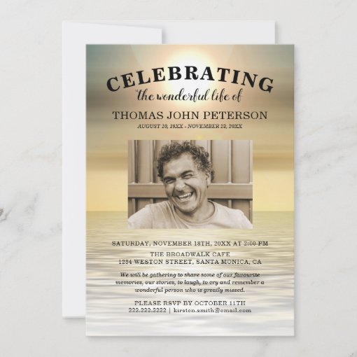 Beach Photo Celebration of Life Invitation | Zazzle