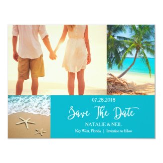 Beach Photo Collage Save the Date Card