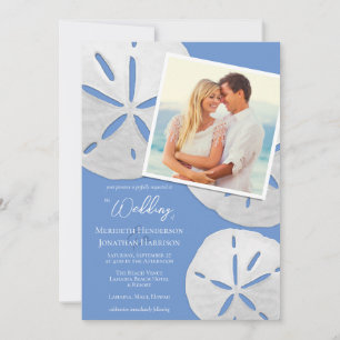 Beach Photo Cornflower Blue Sand Dollars Tropical Invitation