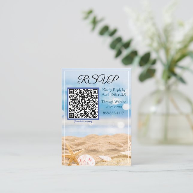 Beach Photo Destination RSVP Enclosure Card (Standing Front)