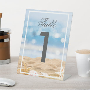 Beach Photo Destination-  Table Number Pedestal Sign