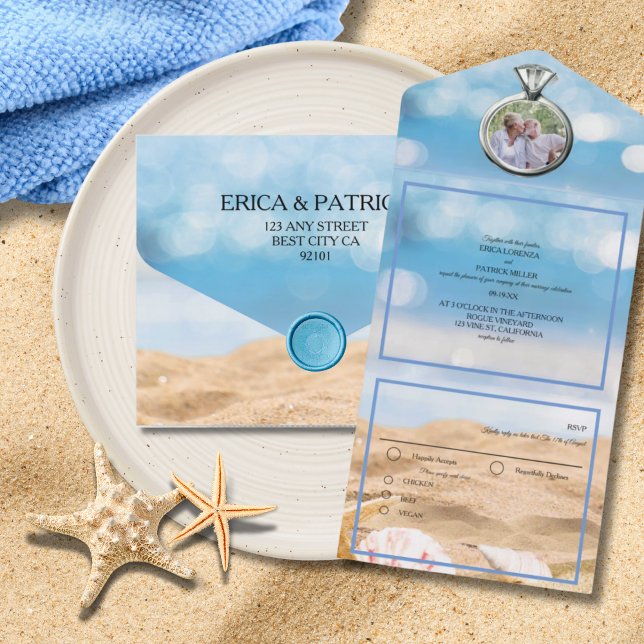 Beach Photo Destination Wedding All-in-one All In One Invitation (Creator Uploaded)