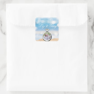 Beach Photo Destination Wedding  Square Sticker