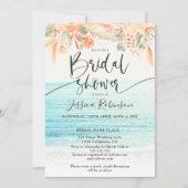 Beach photo floral watercolor boho bridal shower invitation (Front)