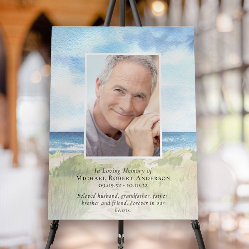 Beach Photo Funeral Welcome Sign