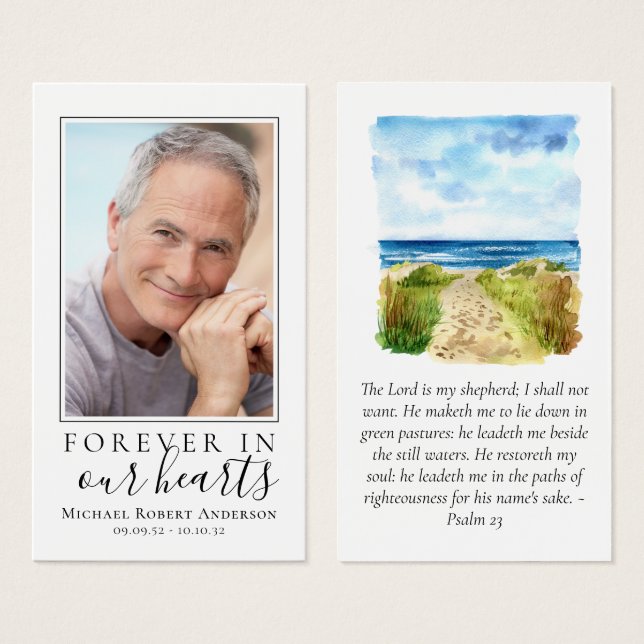 Beach Photo Memorial Prayer Card (Front & Back)