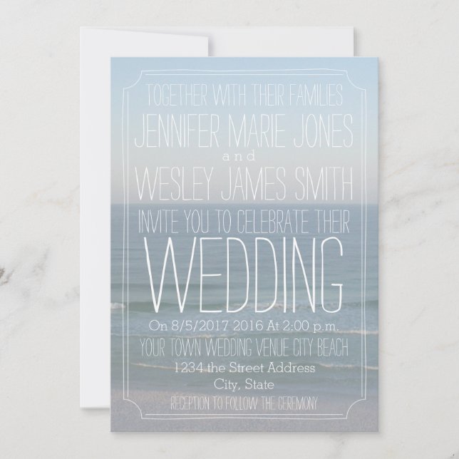 Beach Photo Modern Wedding Invitation (Front)