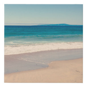 Beach Photo Ocean Blue Scenic Faux Canvas Print