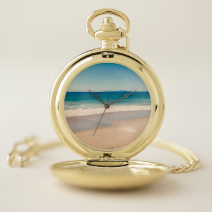 Beach Photo Ocean Blue Scenic Pocket Watch