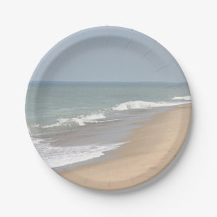 Beach photo paper plates