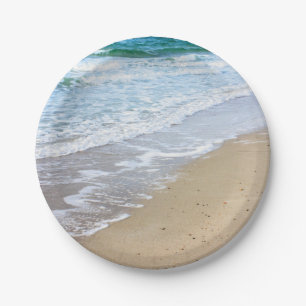 Beach photo paper plates